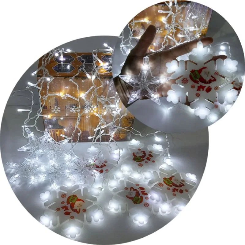 Pisca Cascata Flocos Natal 80 Lâmpadas LEDs Branco 3M 220v - Genérico