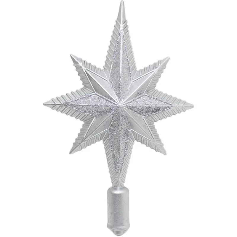 Estrela Ponteira Natalina árvore Natal Glitter Prata De 30cm