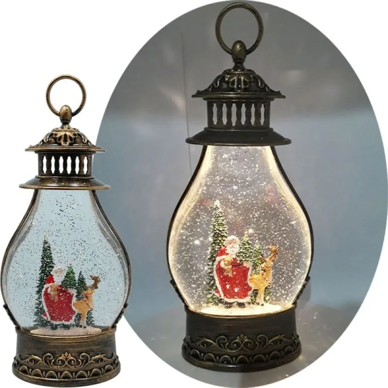 Luminária Musical Á Pilha Enfeite Natal Papai Noel Rena 35cm - Genérico