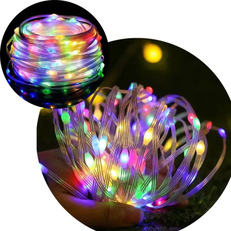Pisca Cordão De Natal 100 Lâmpadas LED Colorido 10M 110-220v - Genérico