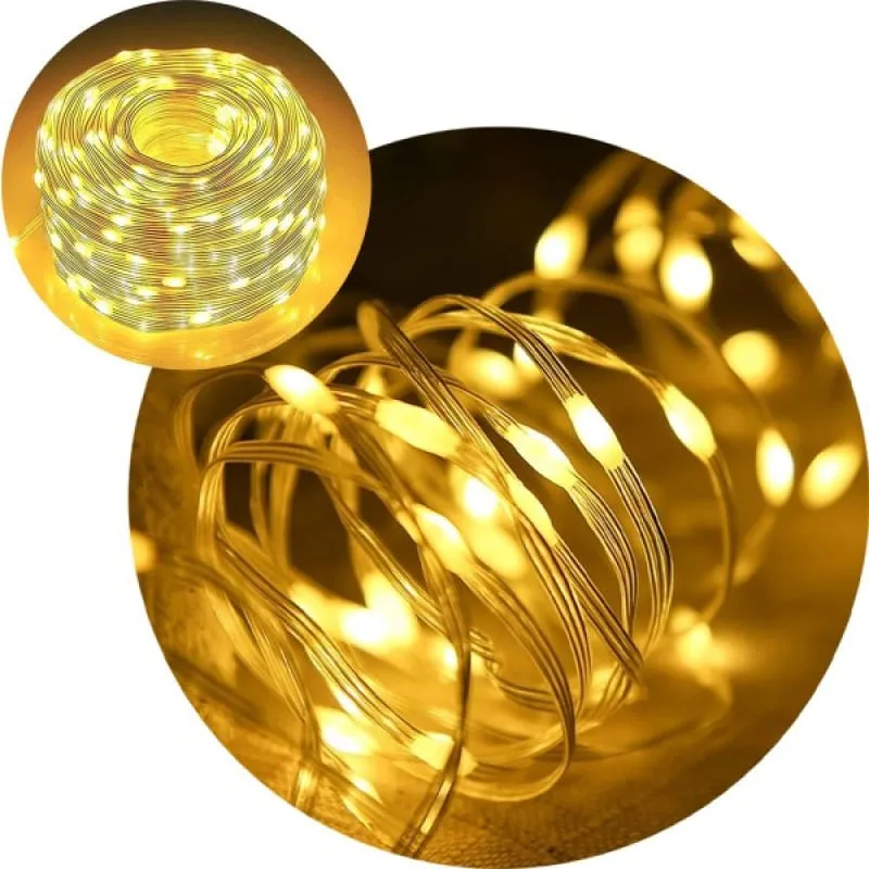 Pisca Cordão De Natal 400 Lâmpadas LEDs Amarelo 50M 110-220v - Genérico