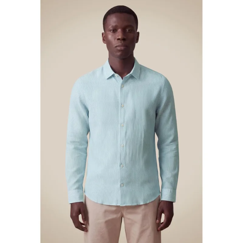 Camisa Linho Listras Classicas Verde Bandeira - G