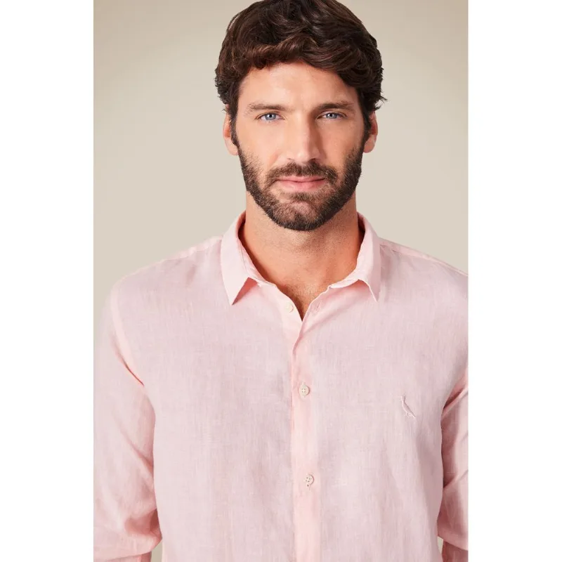Camisa Ml Linho Tinturado Rosa Lotus - M