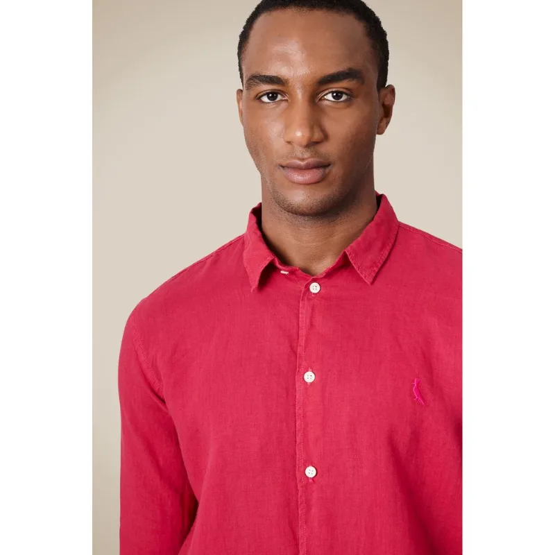 Camisa Ml Linho Tinturado Magenta - P