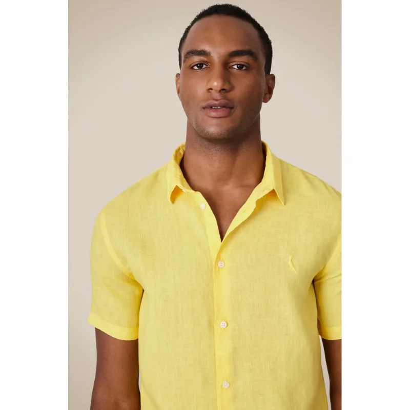 Camisa Mc Linho Tinturado Amarelo Sol - G