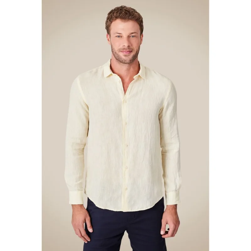 Camisa Lisa Linho Fresh Amarelo Claro - M