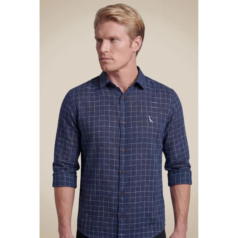 Camisa Ml Xadrez Camp Marinho - G