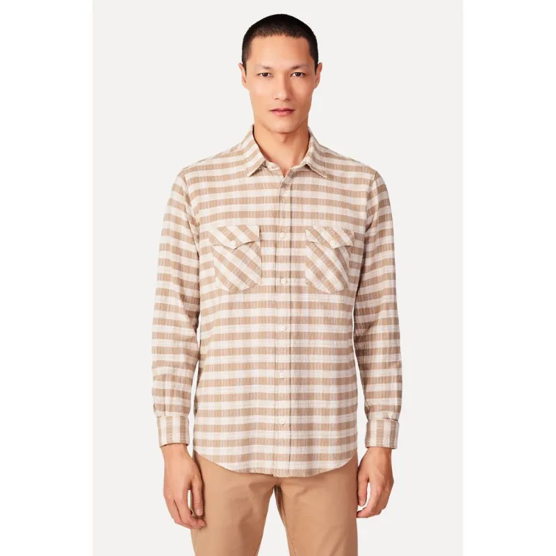 Camisa Western Xadrez Texas Khaki Escuro - Gg
