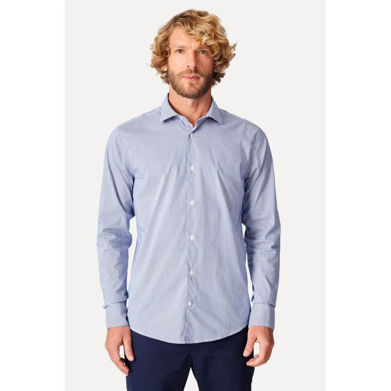 Camisa Enxuto Listras Azul Carbono Carbono Az - P