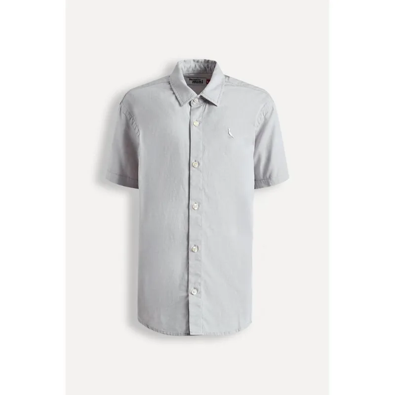 Camisa Mini Mc Oxford Color Cinza Lua - 16