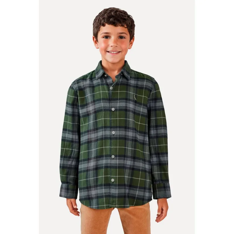 Camisa Mini Ml Flanela Xadrez Militar - 14