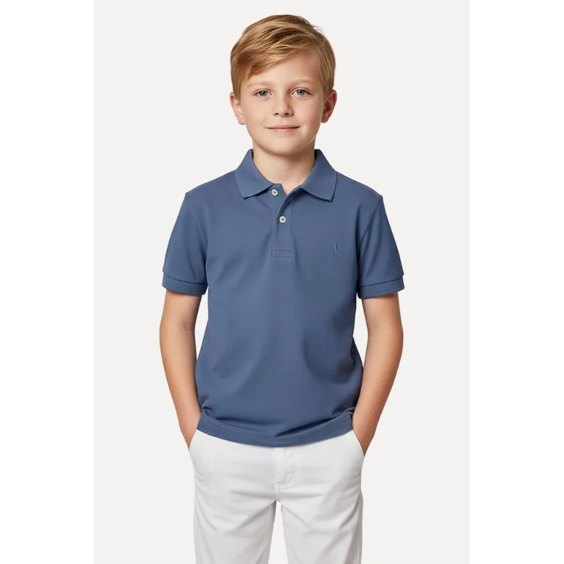 Polo Mini Piquet Basica Azul Atlantico - 02