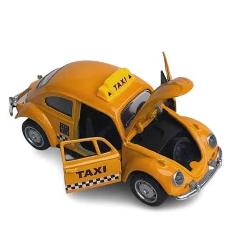 Super Fusca Táxi Clássico Carrinho Brinquedo Metal Retrô Escala 1:32