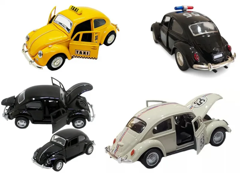 Kit 4 Super Miniatura Metal Volkswagen Fusca Preto 1967 Edição Colecionador
