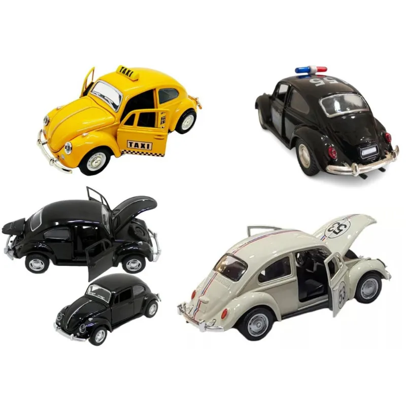 Kit 4 Super Carrinhos Miniatura Fusca Colecionador Fricção Coleção 1957