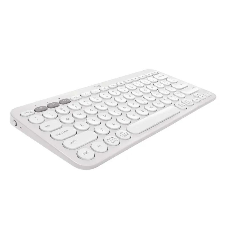 Teclado sem fio Logitech Pebble Keys 2 K380s com Conexão Bluetooth e USB Logi Bolt Easy-Switch para 3 dispositivos e Pilha Inclusa - Branco