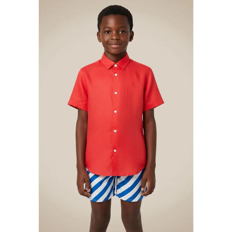 Camisa Mini Mc Tp Linho Cereja - 06