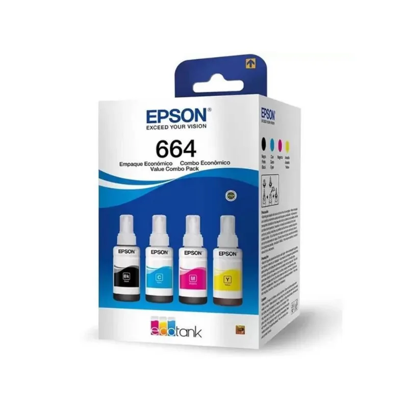 Kit 4 Refil De Tinta Original 664 Para Epson L355 365 375 395 555