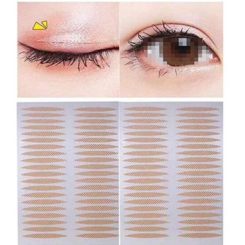 800 pcs Cor da pele Malha de renda Olive Tipo Maquiagem Pálpebra Pasta Beleza Big Eye Decoração Natural Invisível Sem Costura Impermeável Pegajoso Duradouro Pálpebra Adesivo