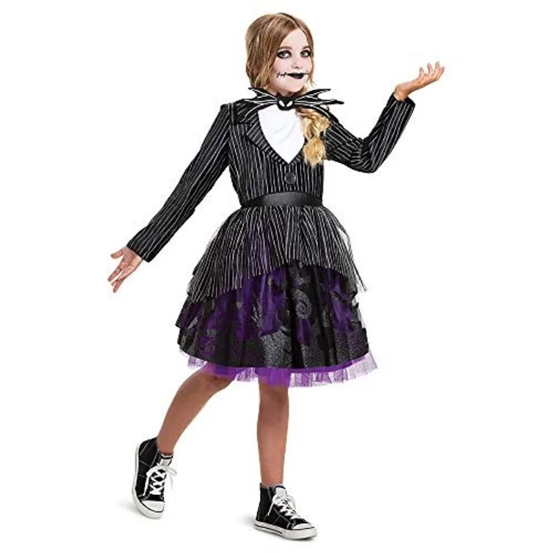 Disfarce Jack Skellington Fantasia para Meninas, Pesadelo Oficial disney antes da fantasia de Natal, crianças e tamanho tween vestir-se Tutu, Pequeno (4-6x)