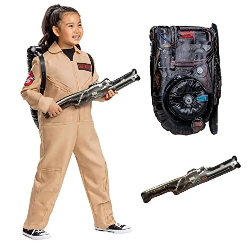 Fantasia de Caça-Fantasmas para Crianças, Macacão Clássico Oficial dos Caça-Fantasmas com Acessório Proton Pack, Tamanho Infantil Médio (7-8)