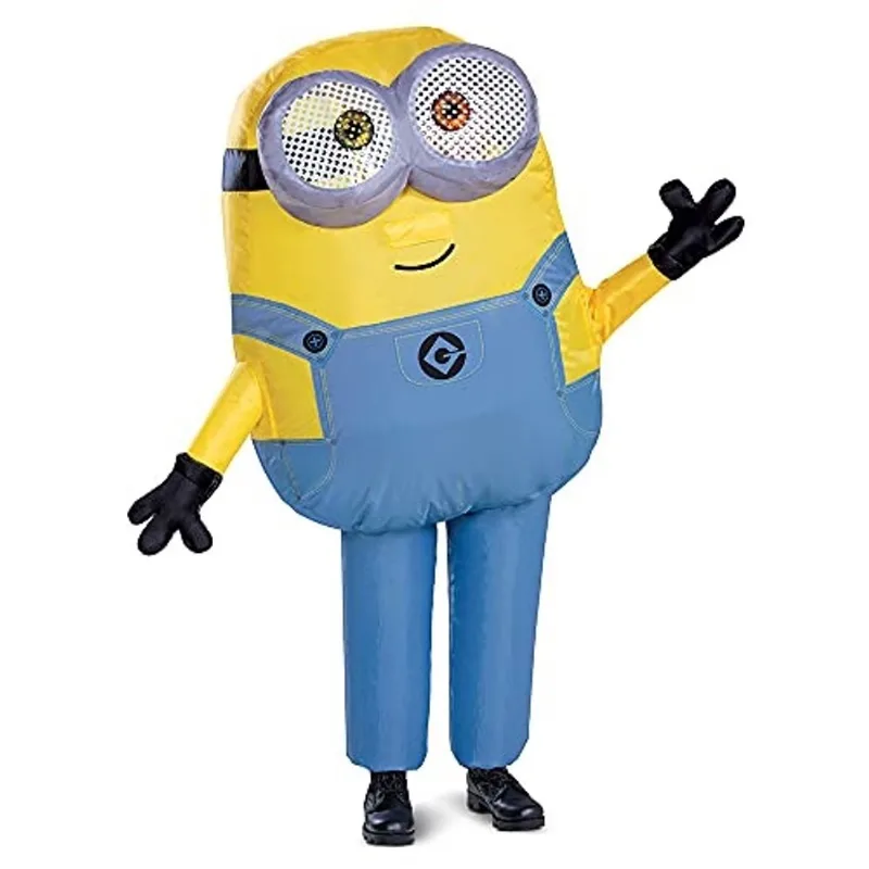 Fantasia inflável Bob Minion para crianças, fantasia oficial de Halloween dos Minions, macacão explosivo com leque, tamanho infantil (até 7-8)