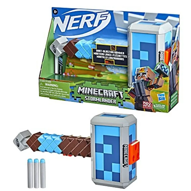 Nerf Minecraft Stormlander Dart-Blasting Martelo, Fogos 3D