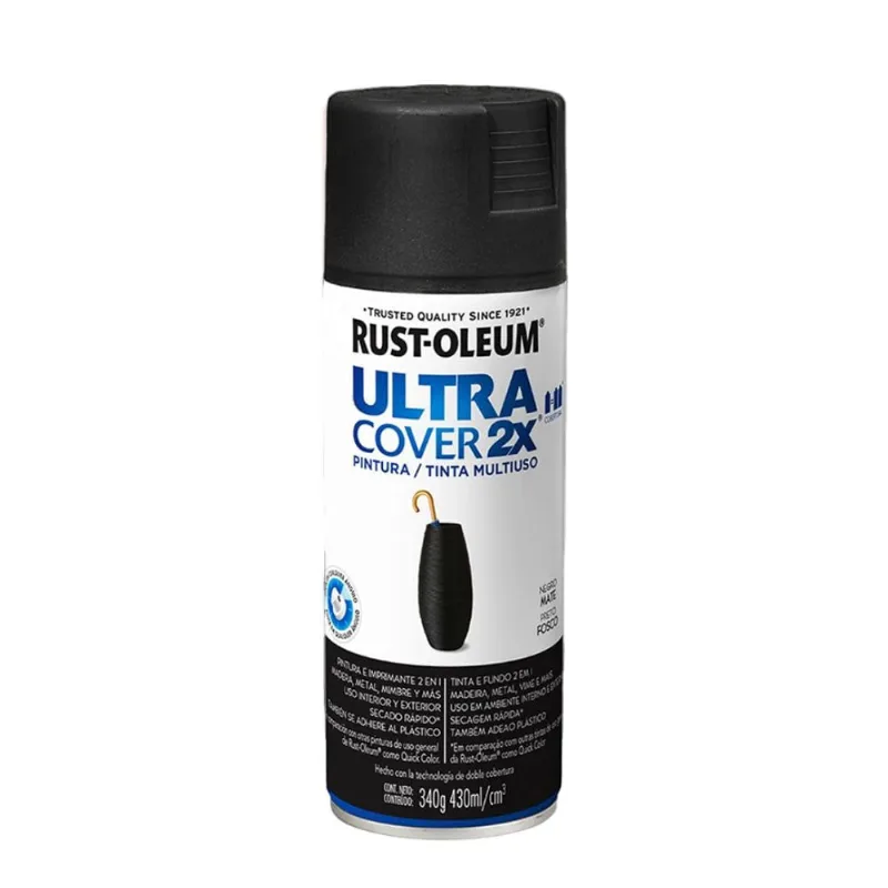 Tinta Spray Ultra Cover 2x Preto Fosco 340g Viapol