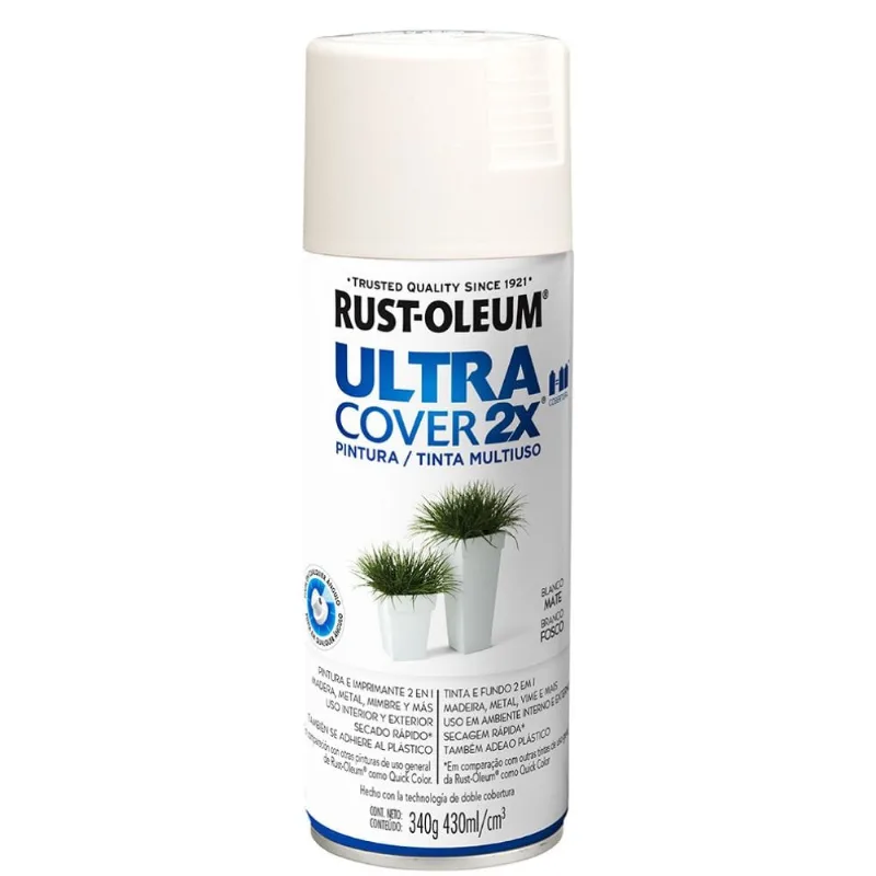 Tinta Spray Ultra Cover 2x Branco Fosco 340g Viapol