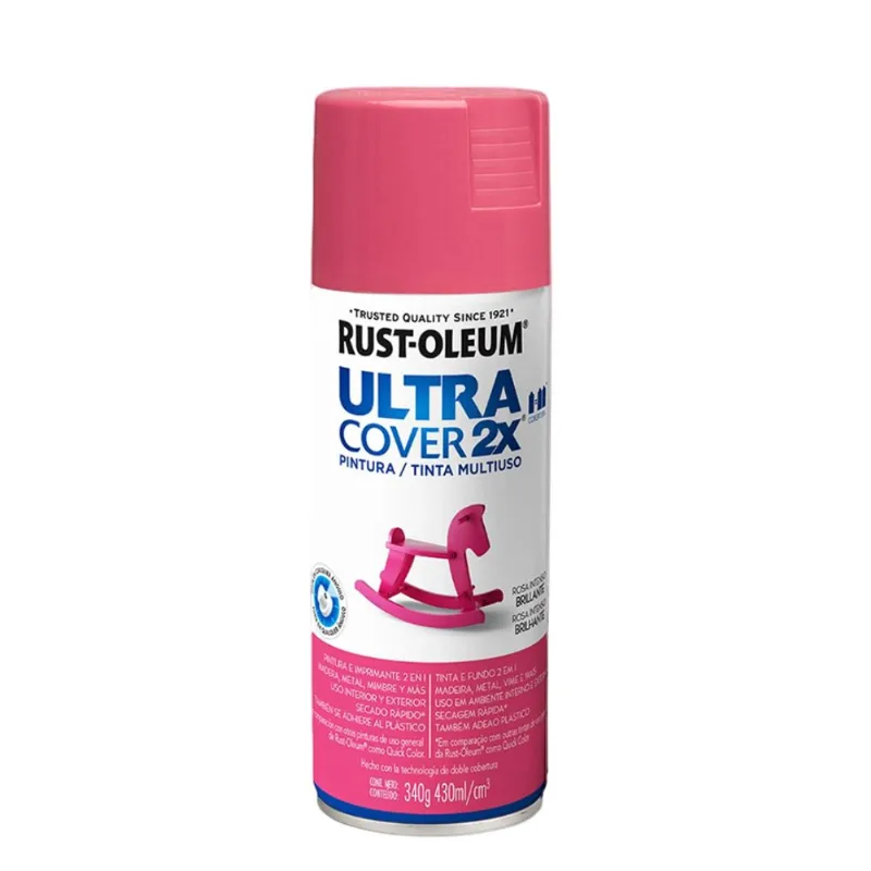Tinta Spray Ultra Cover 2x Rosa Intenso Brilhante 340g Viapol