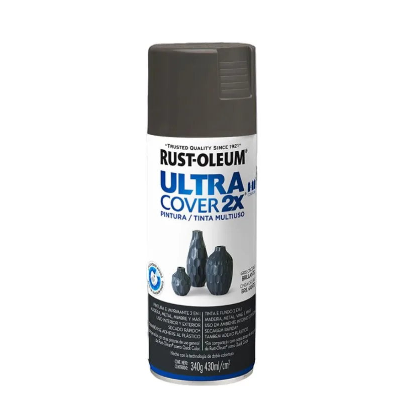 Tinta Spray Ultra Cover 2x Cinza Escuro Brilhante 340g Viapol