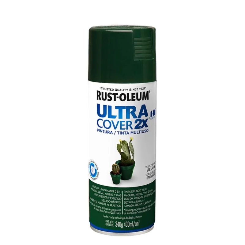 Tinta Spray Ultra Cover 2x Verde Escuro Brilhante 340g Viapol
