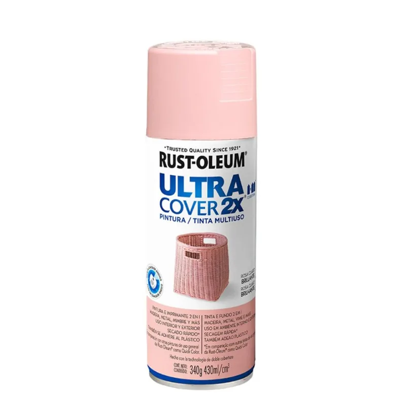 Tinta Spray Ultra Cover 2x Rosa Claro Brilhante 340g Viapol