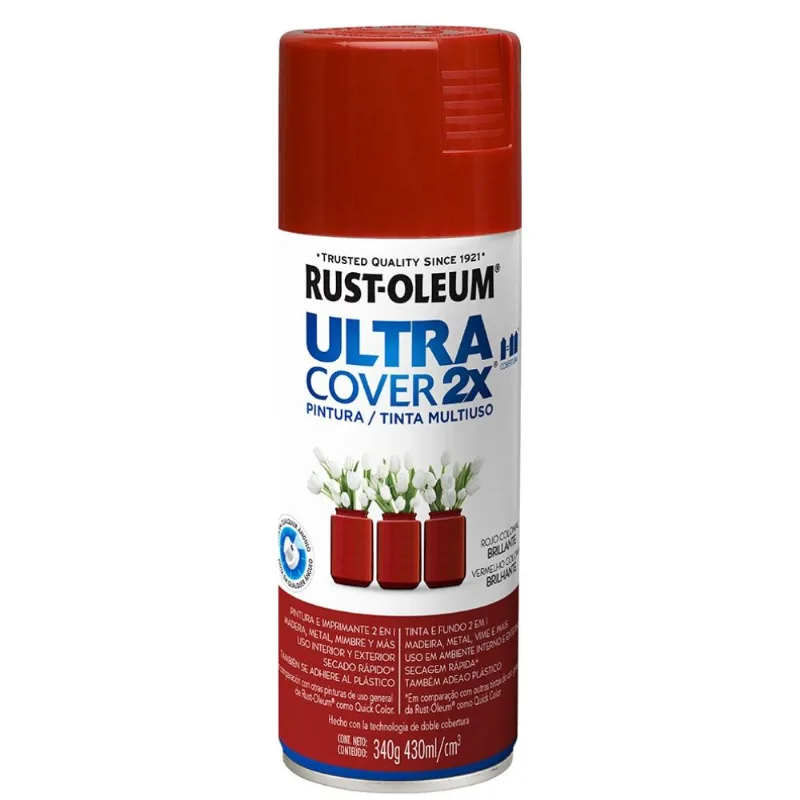 Tinta Spray Ultra Cover 2x Vermelho Colonial Brilhante 340g Viapol