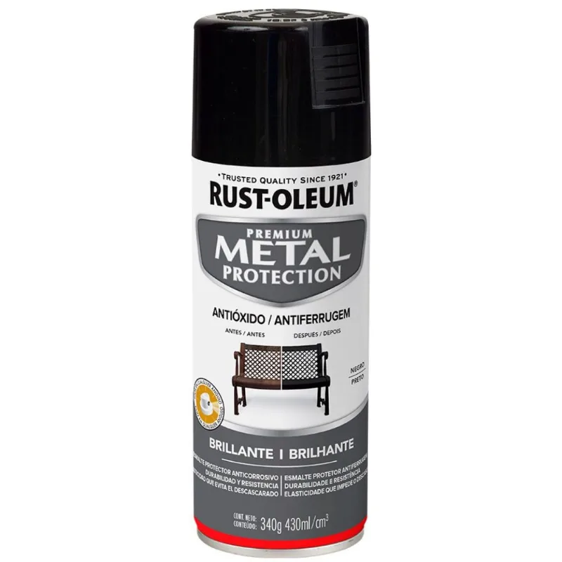 Tinta Spray Metal Protection Preto Brilhante 340g Viapol