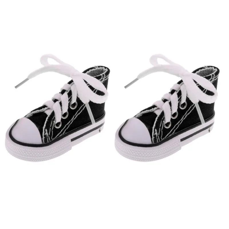 2 Pares De Sapatos De Lona De Cano Alto Com Cadarço Para Bonecas 1/4 Bjd