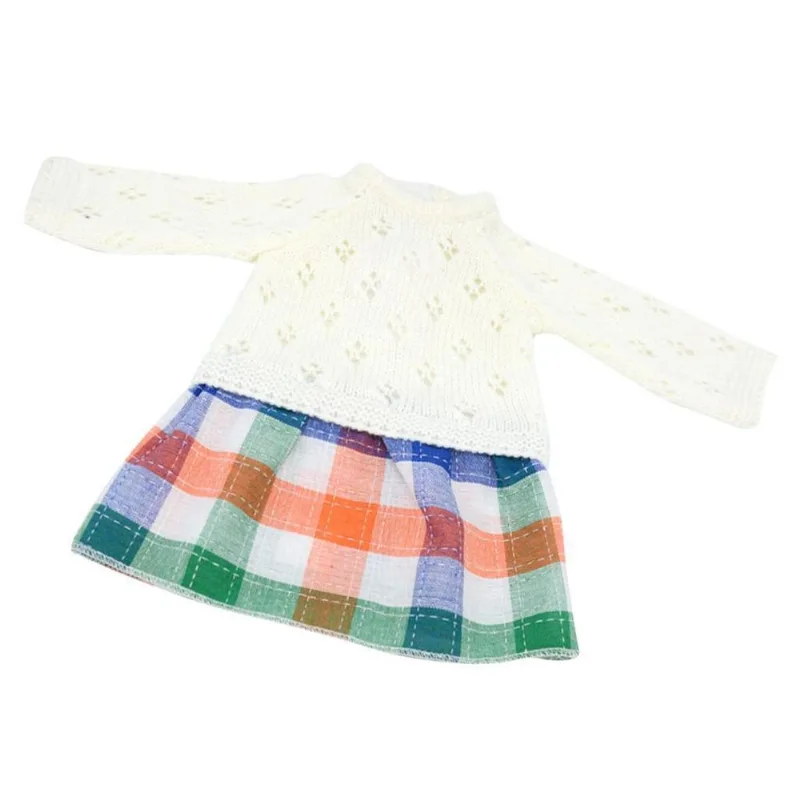 Vestido Pulôver Manga Comprida Oco Branco Para Boneca 18''