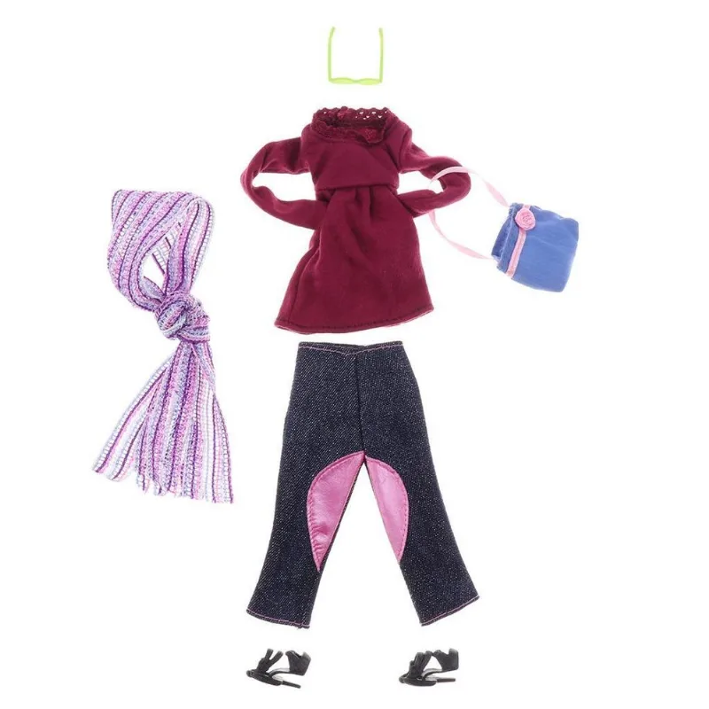 7 Peças De Roupa De Boneca Para Camisa De Boneca Tops Calças Sapatos Cachecol