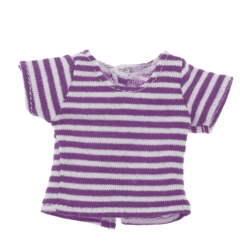 Camisa Listrada De Manga Curta Para Boneca Blythe