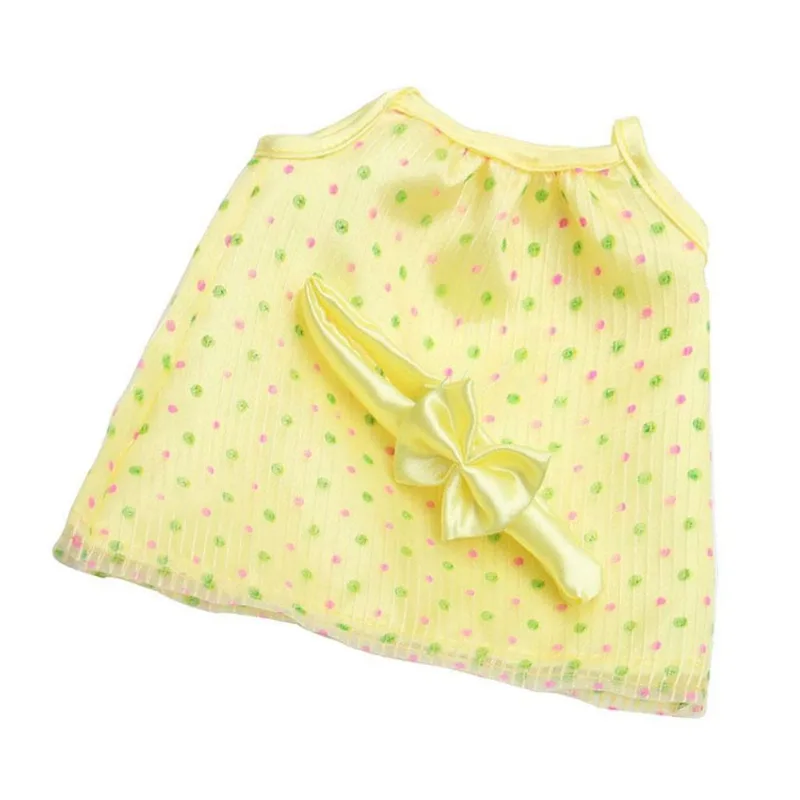 Suspender Vestido Bowknot Hairband Set Para Boneca 18'' Amarela