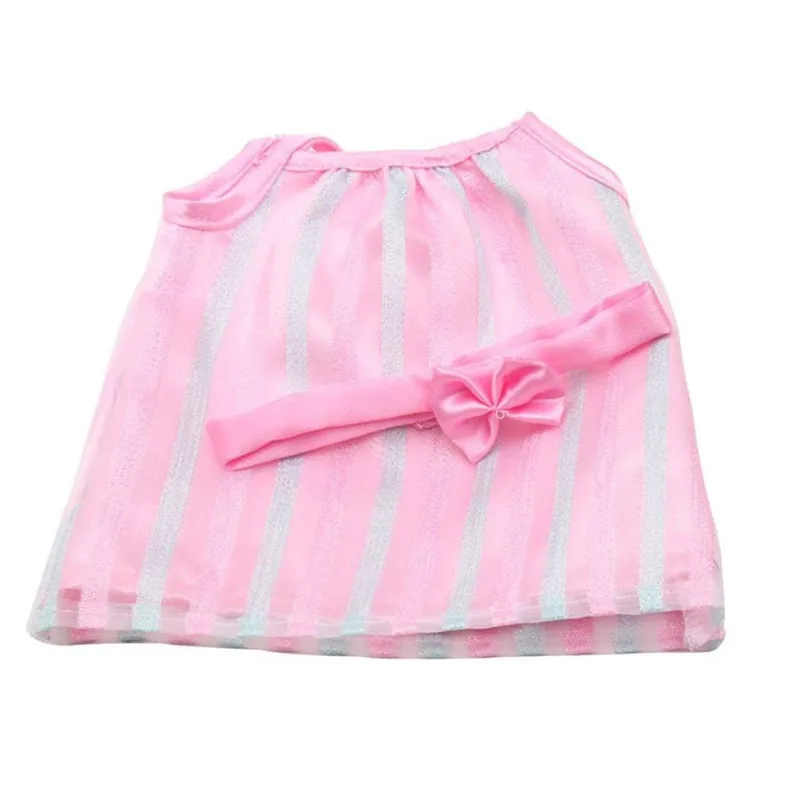 Suspender Vestido Bowknot Hairband Set Para Boneca 18'' Rosa