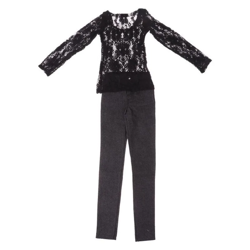Tops De Renda Calça Jeans Roupa De Terno Para Boneca Uncle Bjd 70 Cm