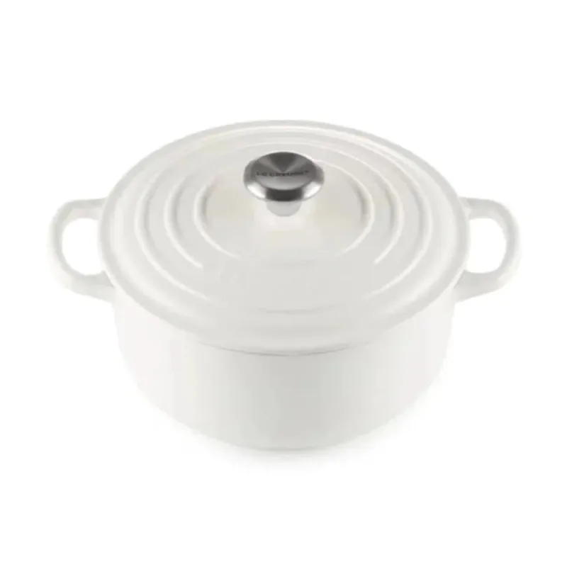 PANELA REDONDA LE CREUSET SIGNATURE 24CM FERRO ESMALTADO BRANCO COTTON 21177244314430 - UNT - Le creuset