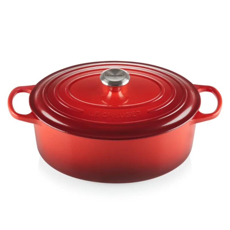 PANELA OVAL LE CREUSET SIGNATURE 40CM EM FERRO FUNDIDO VERMELHO 21178400602430 - Le creuset