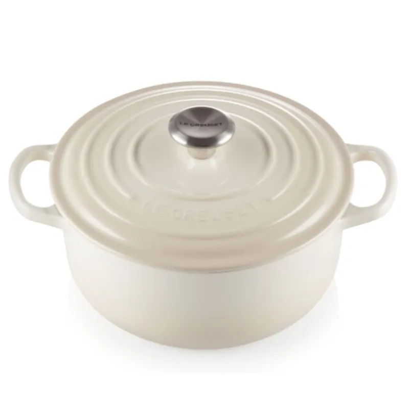 PANELA REDONDA LE CREUSET SIGNATURE 30CM EM FERRO FUNDIDO MERINGUE 21177307164430 - Le creuset