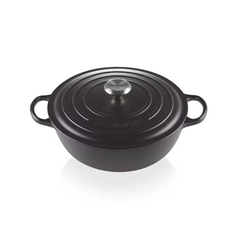 PANELA MARMITA LE CREUSET SIGNATURE 28CM EM FERRO FUNDIDO BLACK MATTE 21114280000430 - Le creuset