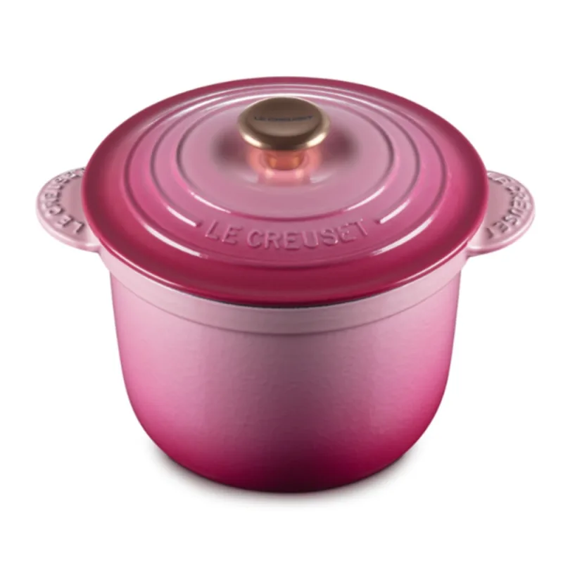 PANELA LE CREUSET DE ARROZ EVERY SEM TAMPA INTERNA EM FERRO FUNDIDO ROSA BERRY 20CM 21110204390446 - Le creuset