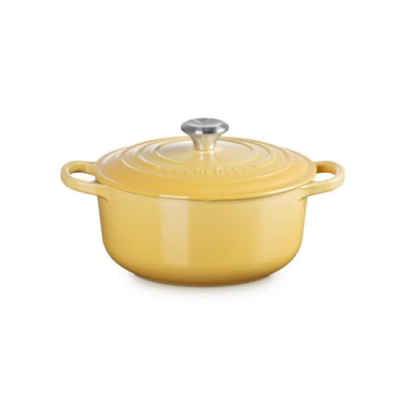 PANELA REDONDA LE CREUSET 22CM SIGNATURE FERRO ESMALTADO CAMOMILLE 21177220074430 - Le creuset