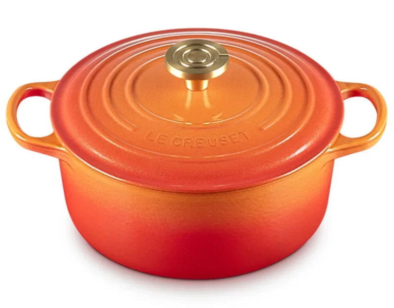 Panela Le Creuset Redonda Signature Flamme Dorée com Pegador Dourado 1,8L 18cm - Le creuset
