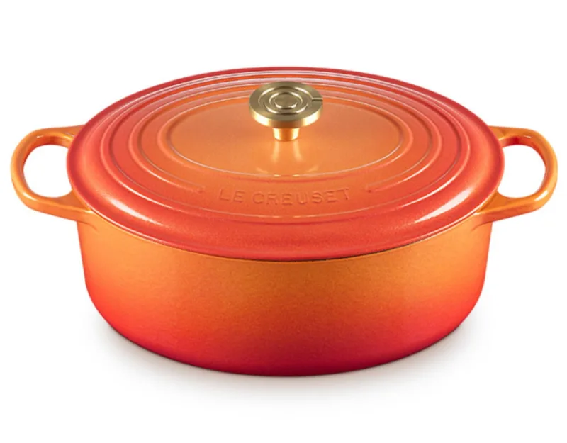PANELA LE CREUSET SIGNATURE OVAL EM FERRO FUNDIDO FLAMME DORÉE 31CM 21178311834479 - Le creuset